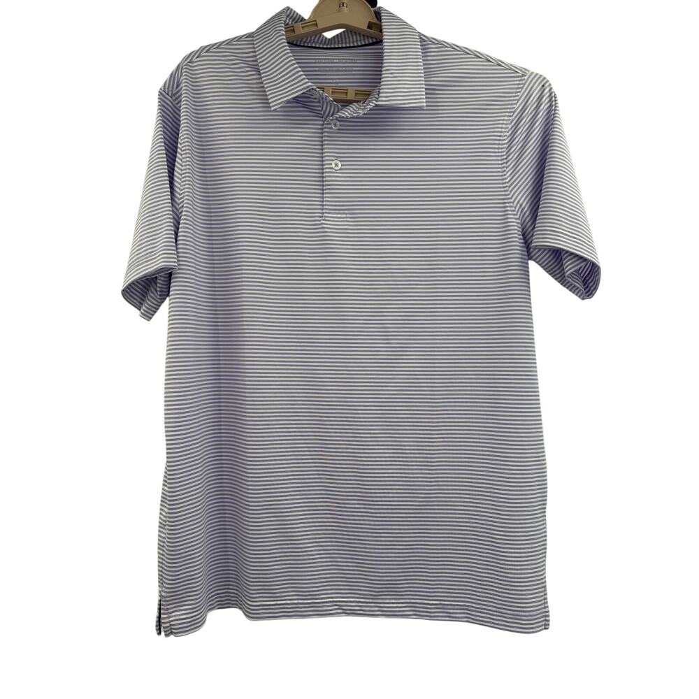 Michel Rouen polo purple short sleeve shirt stripes size L